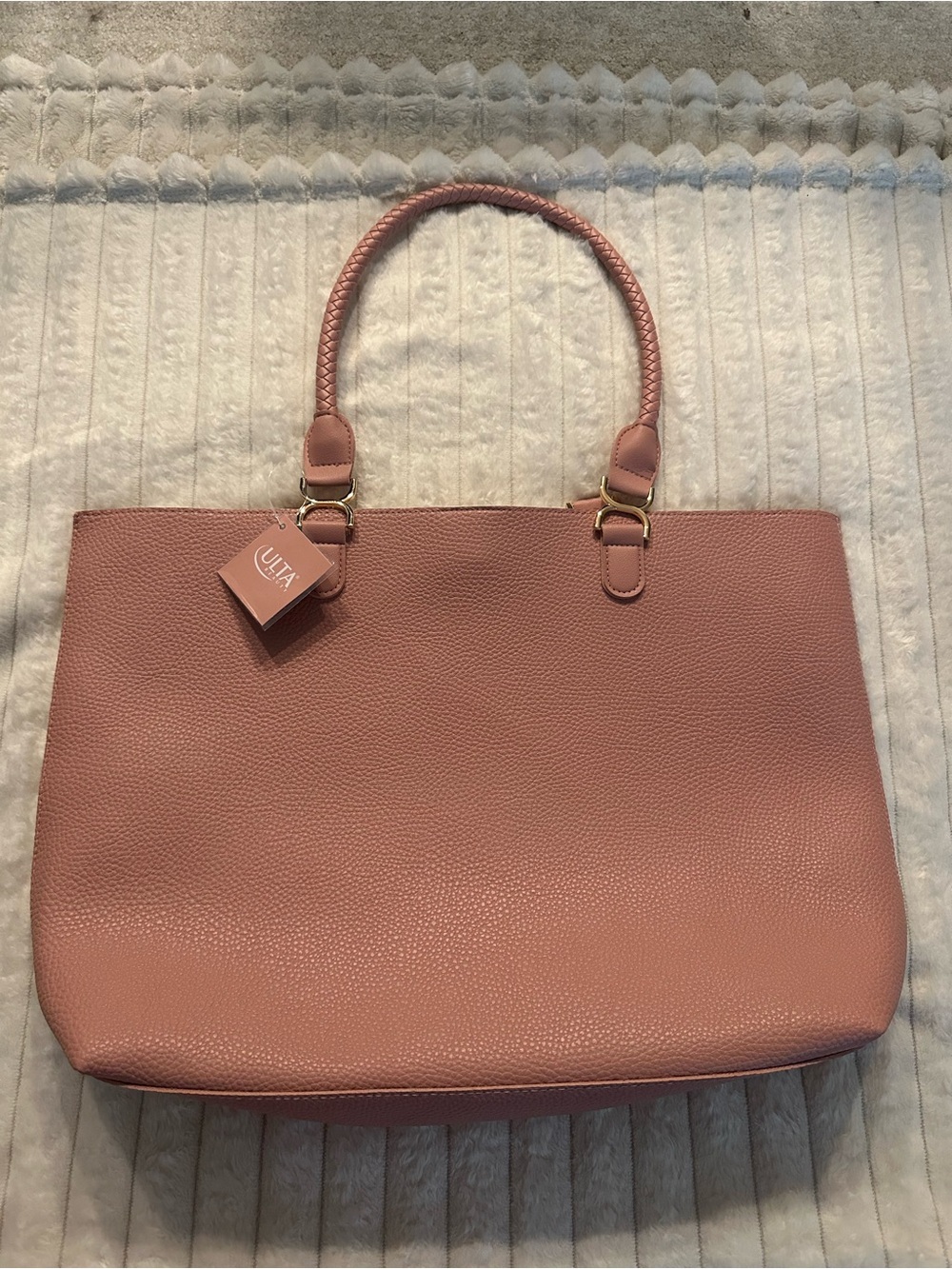 Ulta Beauty Blush Pink Pebble Tote with Braided Handles